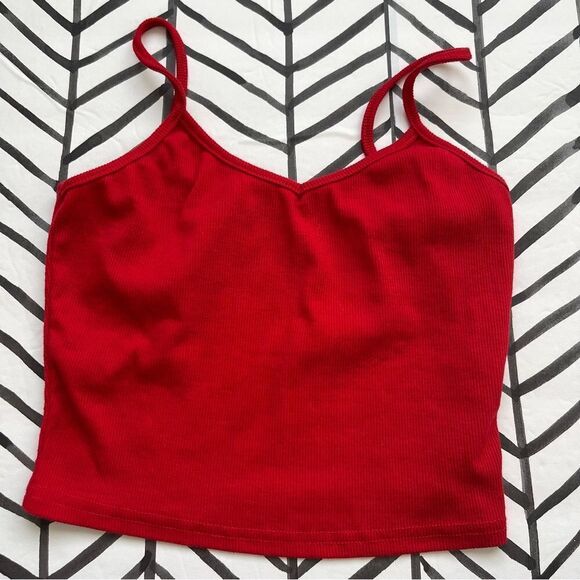 SHEIN Cropped Red Ribbed Tank - Picture 1 of 4